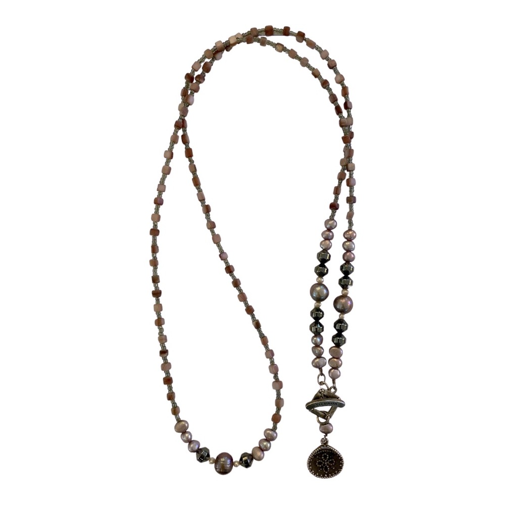 Silpada .925 Sterling Silver Beaded Necklace Lavender Shades